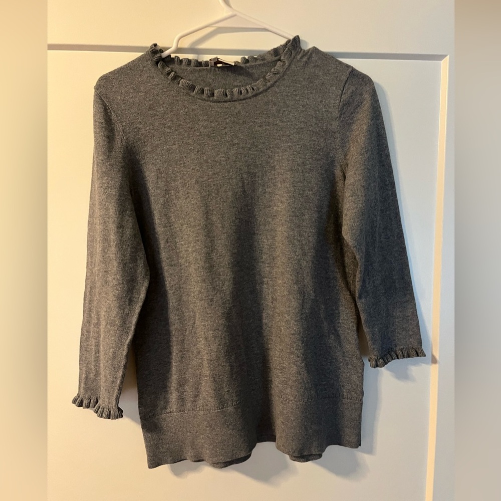 Kate Spade Gray Ruffle Trim Sweater